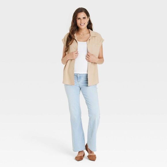 Under Belly High-Rise Denim Flare Maternity Pants  Blue - Picture 3 of 4